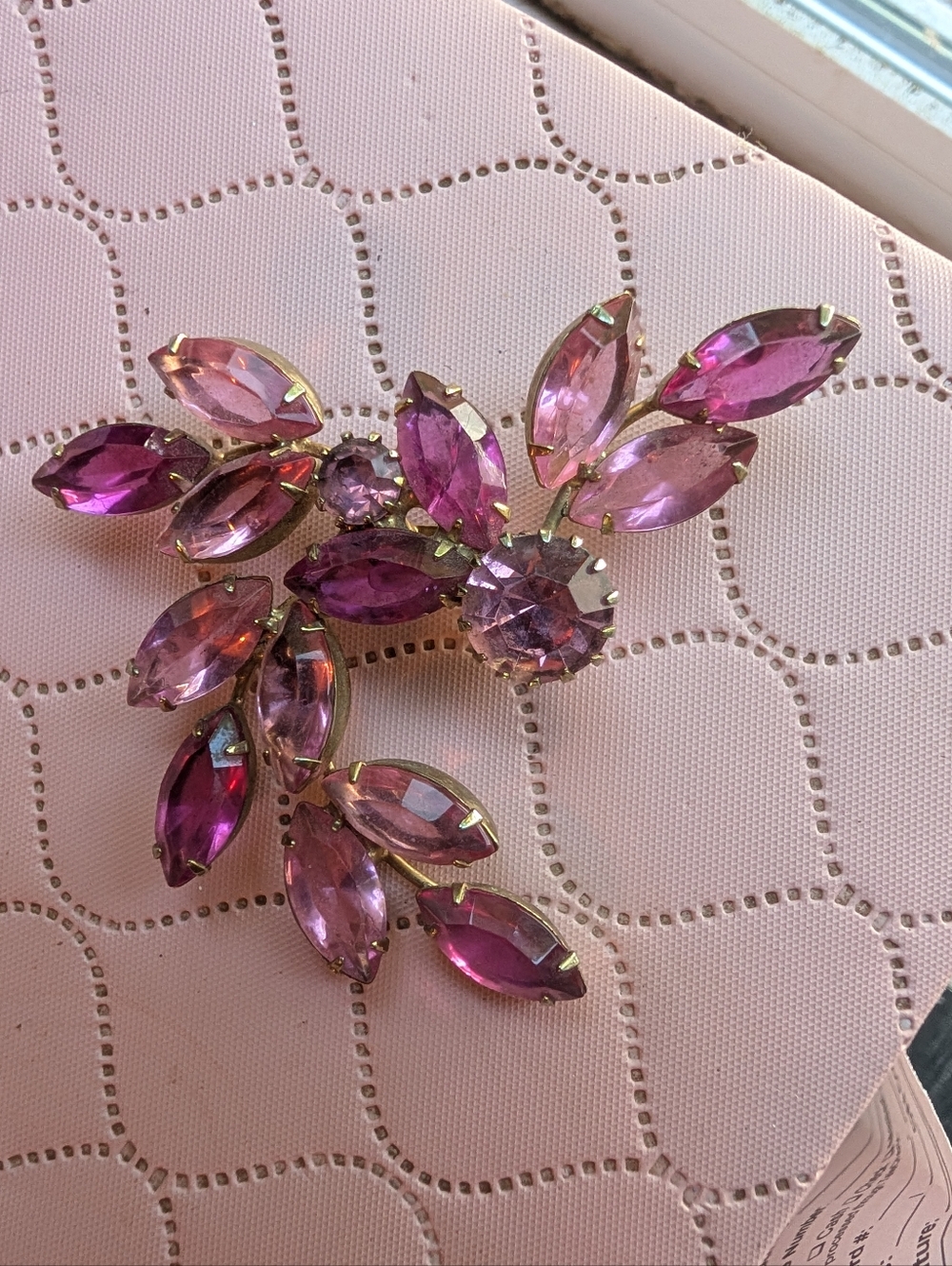 Vintage Juliana Pink Floral Spray Brooch
